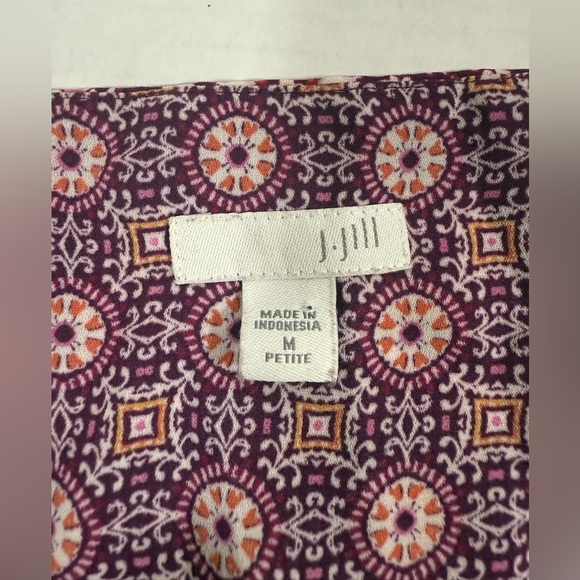 J.Jill Pink Paisley Boho Sleeveless Tunic Blouse Top Women’s Petite M - Picture 6 of 9